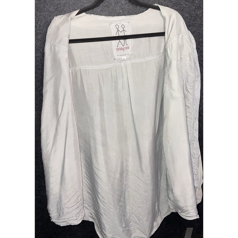 Pete & Greta Grey Shirt XS Extra Small Long Sleeve Rolled Up Button Top Cupra - Picture 4 of 9